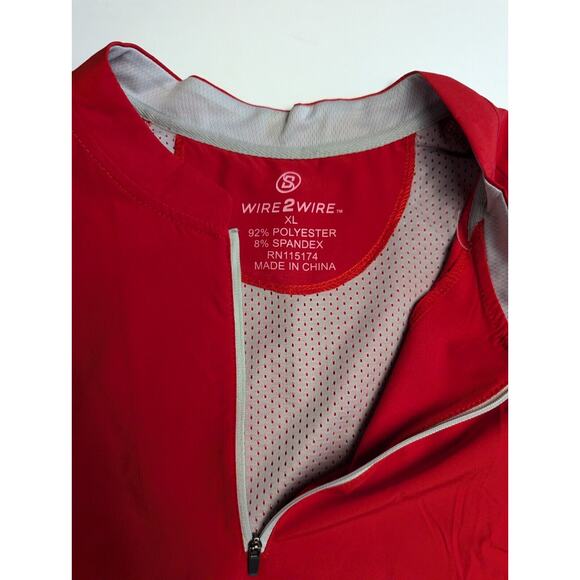 Wire 2 Wire Mens Performance 1/4 Zip Long Sleeve Red/ Gray Cage Jacket Size XL - Picture 3 of 4